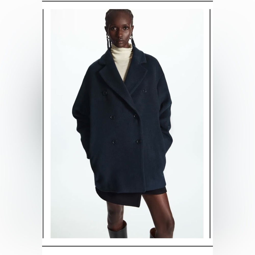 COS Double Breasted Short Wool Blend Coat
